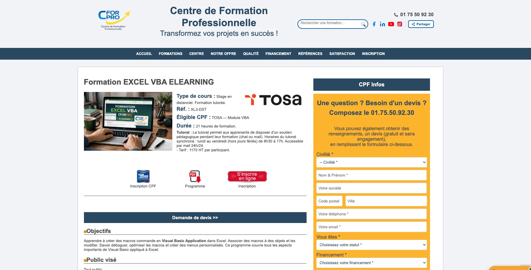 Formation VBA e-learning par CFORPRO