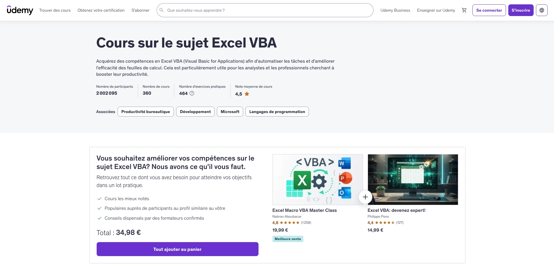 Formation VBA gratuit e learning Udemy