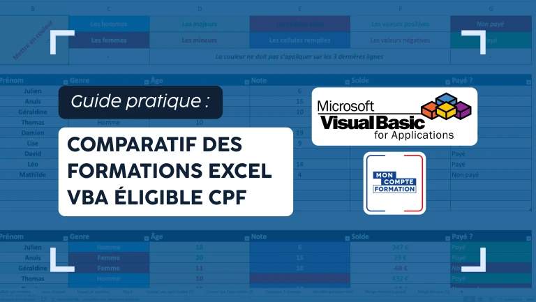 Quelle est la meilleure formation Excel VBA éligible au CPF