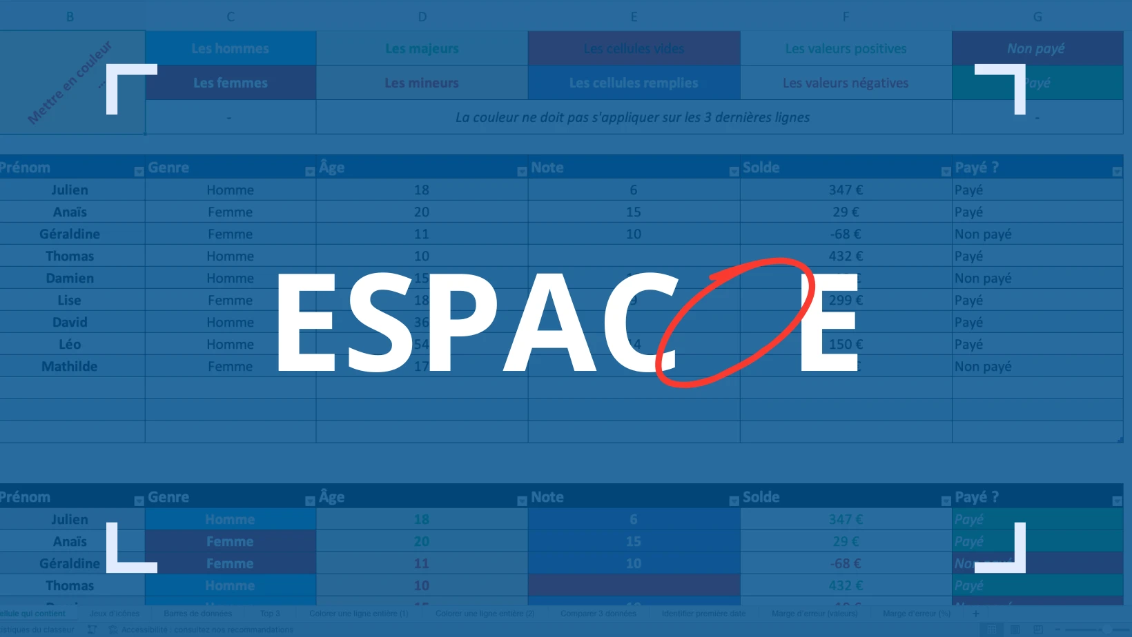 comment supprimer les espaces sur Excel