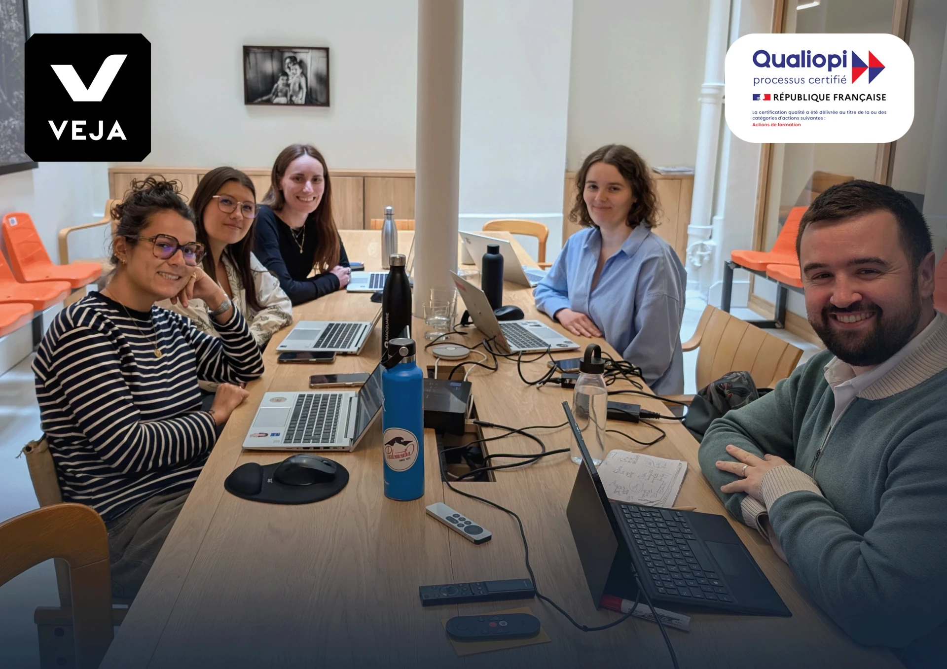 Photographie d'une session de formation Excel en entreprise chez Veja à Paris