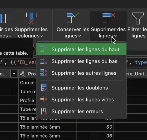 supprimer ligne vide avec Power Query