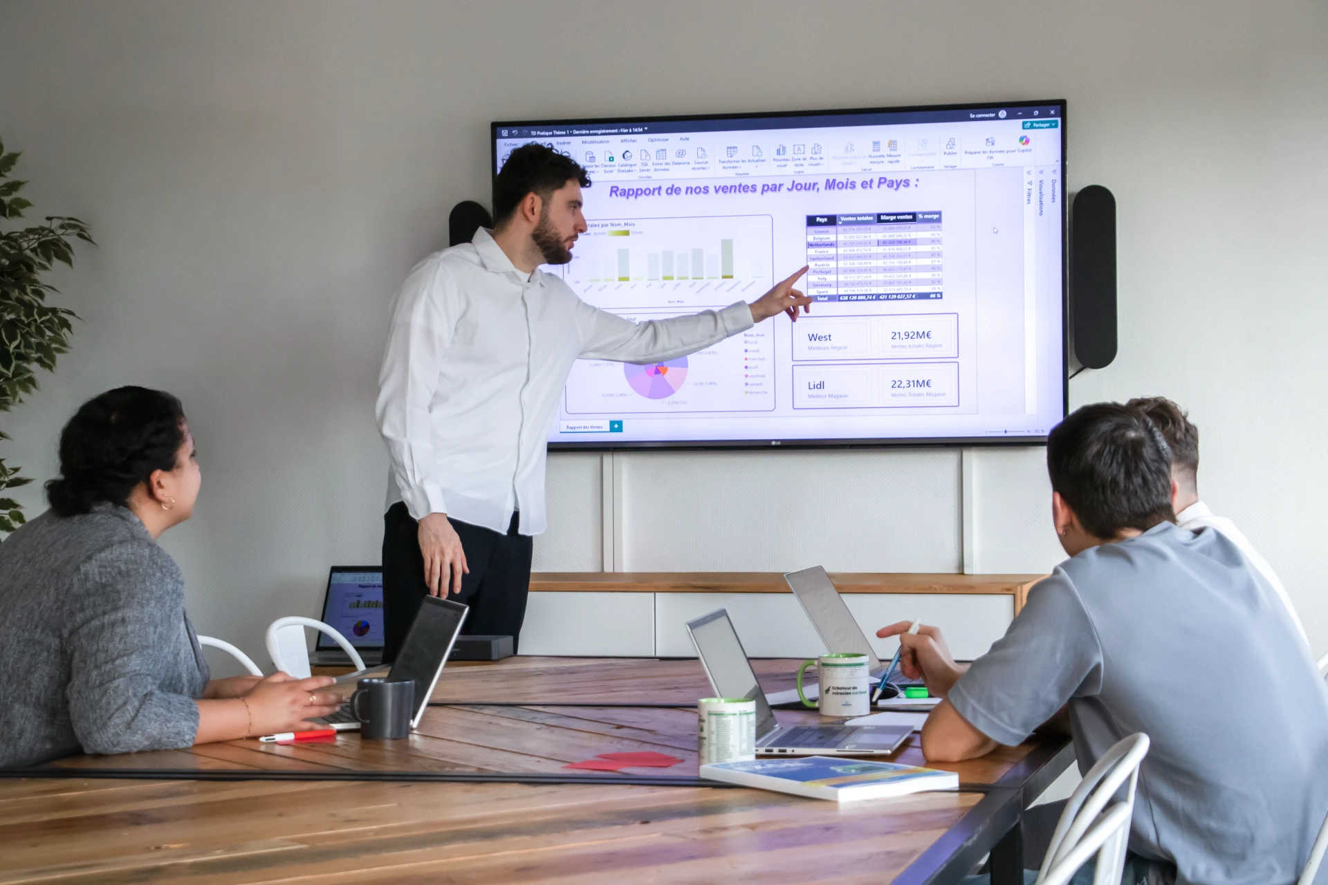Photographie d'une séance de formation power bi niveau débutant