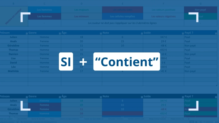 Article fonction si et contient sur Excel
