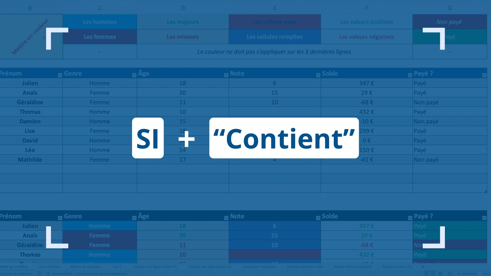 Article fonction si et contient sur Excel