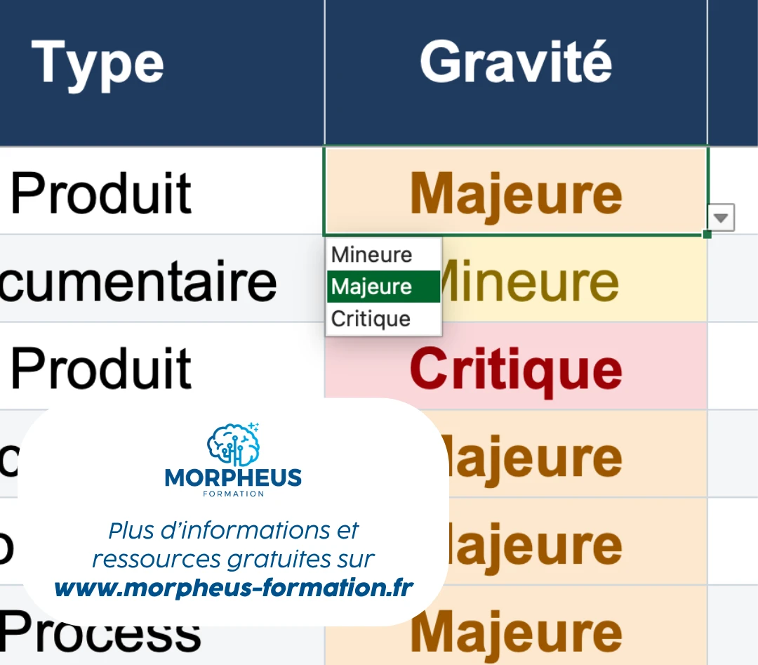 Exemple liste déroulante Excel pour éviter les erreurs de suivi