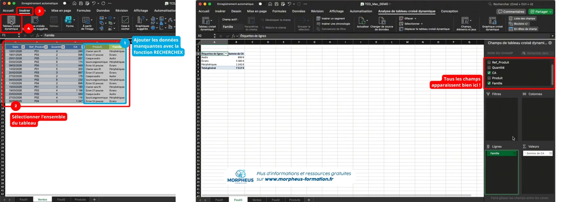Créer un tableau croisé dynamique avec plusieurs tables sur Excel Mac