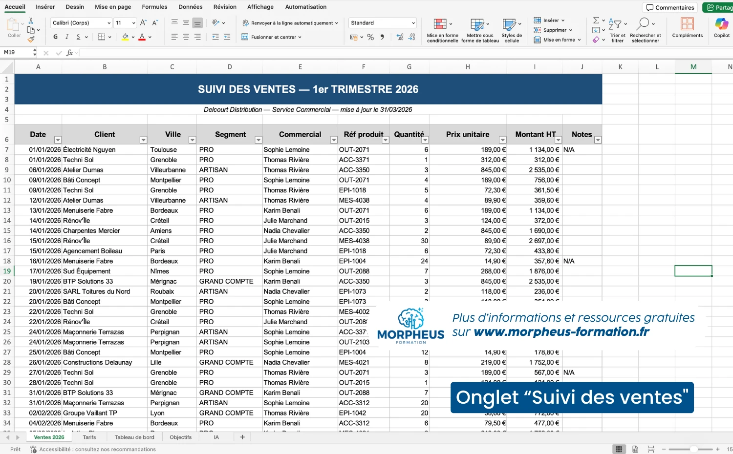 Bonne pratique sur Excel : séparer son fichier en un plusieurs onglets pour chaque besoin