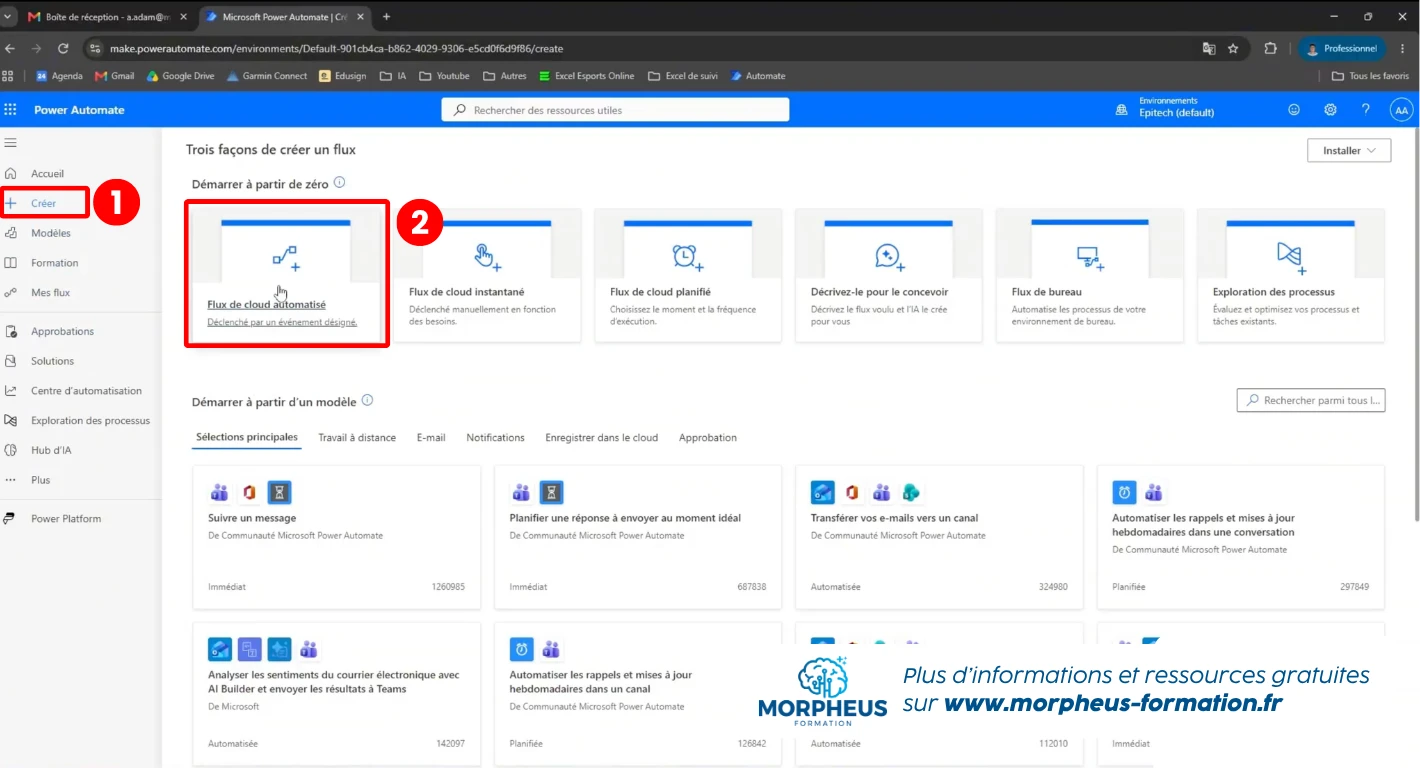 Création d'une automatisation Power Automate à partir d'un flux cloud automatisé