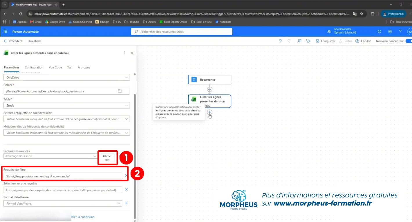 Utilisation de la requête de filtre pour filtrer les produits à commander
